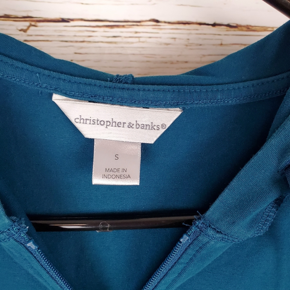 Christopher & Banks Dark Teal Hooded Jacket - Picture 3 of 5